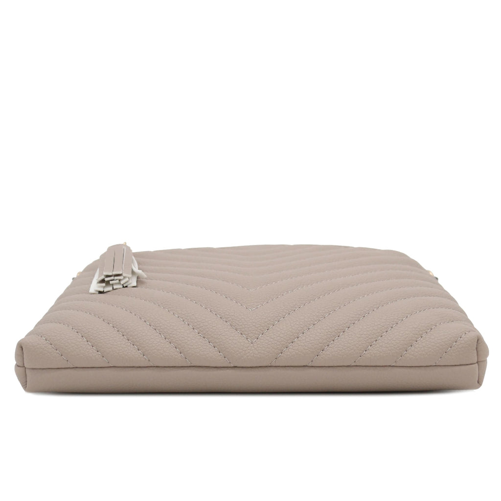 FashionPuzzle Chevron Quilted Medium Crossbody Bag with Tassel Accent
