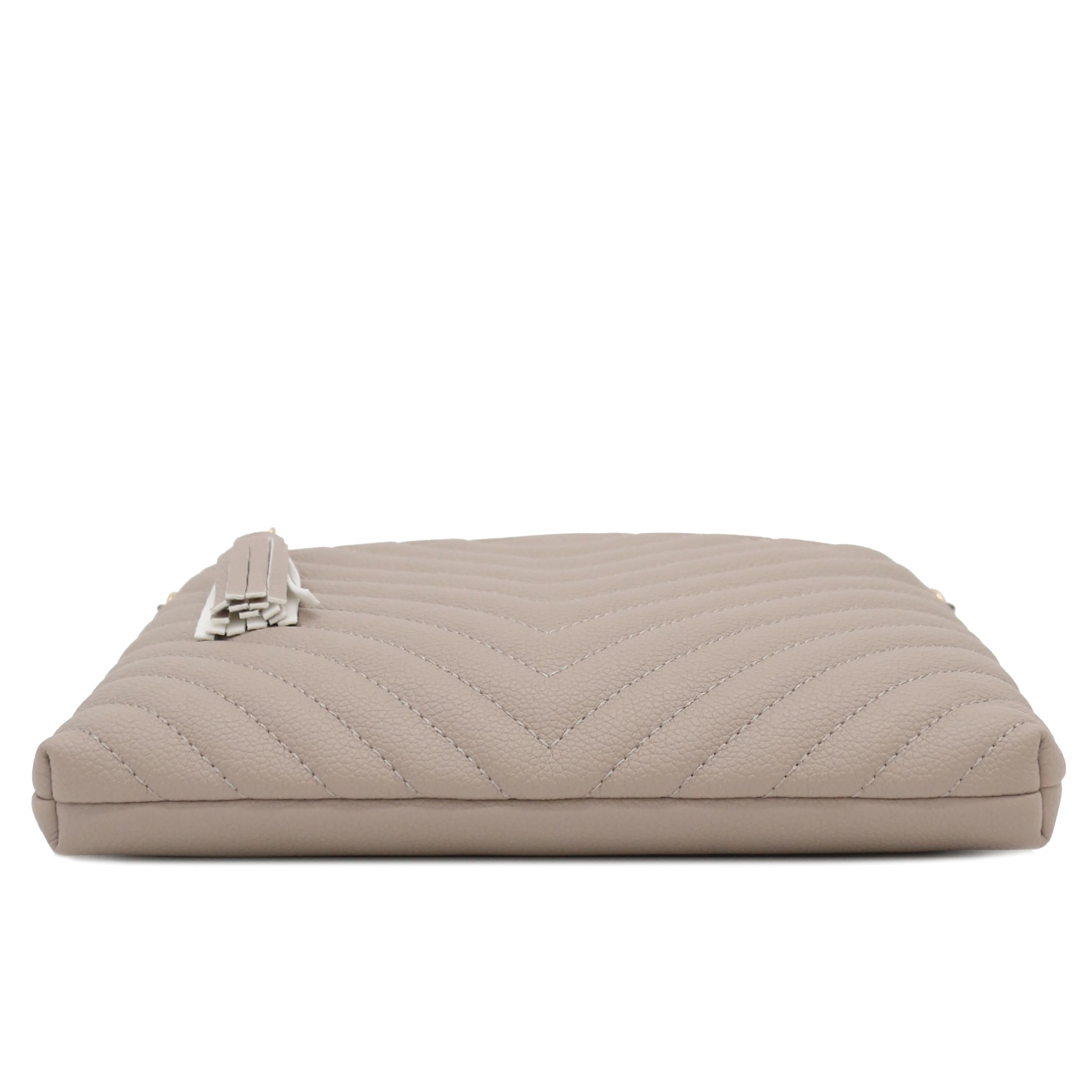 FashionPuzzle Chevron Quilted Medium Crossbody Bag with Tassel Accent