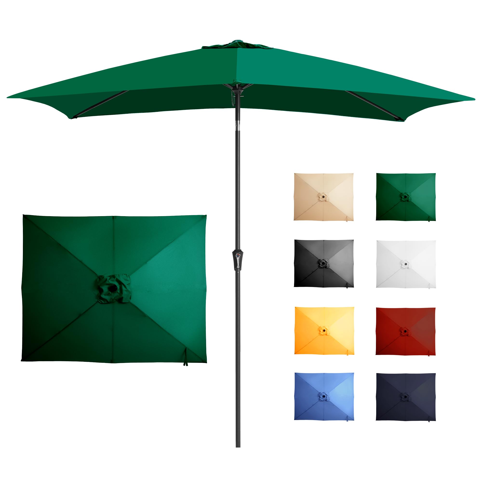 Ayge 6.5x10FT Rectangular Patio Umbrella Outdoor Table Umbrella w/Push Button Tilt & Crank Rectangle Market Umbrella UV Protection for Garden,Deck,Lawn,Yard & Pool,Beige