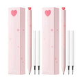 Kaco FIRST Gel Pens, Pack of 2 Pieces Cute Stationery Heart Pen Set with Extra 4 Black Refills Quick Drying Holiday Office Supplies (2 Colors)