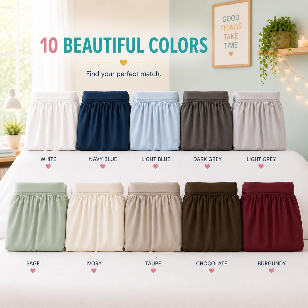 Cottington Lane Ruffled Dorm Room Bed Skirt Twin XL 25 Inch Drop, Hotel Quality Premium Brushed Microfiber Twin Extra Long College Dust Ruffle, White