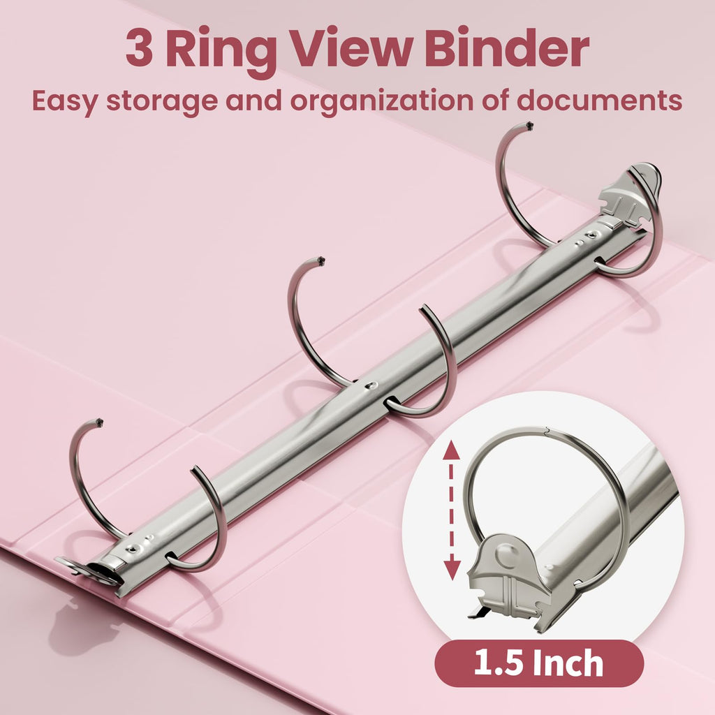 SUNEE 3 Ring Binder 1/2 Inch 1 Pack, Clear View Binder Three Ring PVC-Free (Fit 8.5x11 Inches) for School or Office Supplies, Black