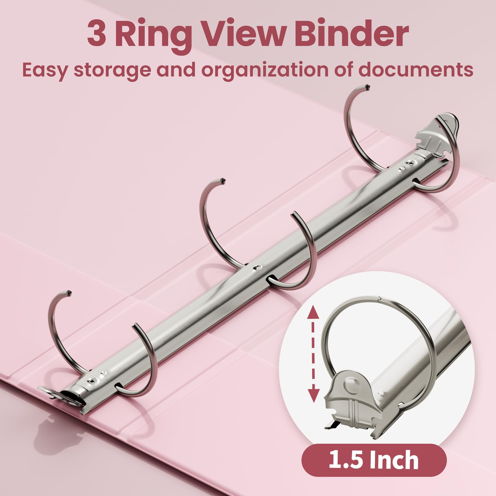SUNEE 3 Ring Binder 1/2 Inch 1 Pack, Clear View Binder Three Ring PVC-Free (Fit 8.5x11 Inches) for School or Office Supplies, Black