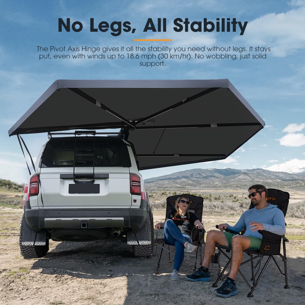 SanHima Vehicle Awning 4.6ft x 6.6ft - Roof Rack Pull Out Side Awning 30ft² Sun Shade UPF50+ Weatherproof for Camping Car SUV Truck Van