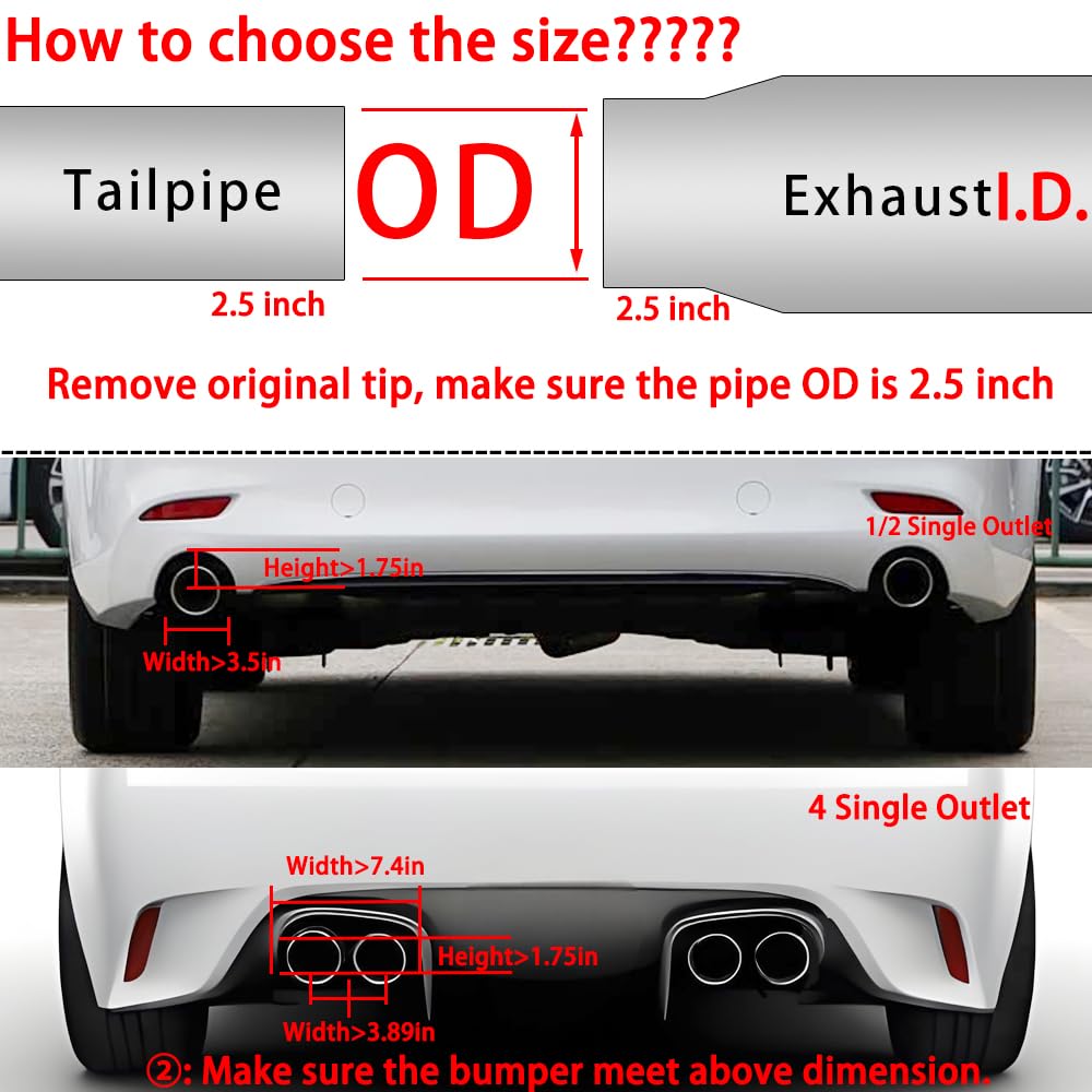 2"Inlet 3"Outlet Car Exhaust Tips Carbon Fiber Tailpipe Exhaust Pipe Tail Throat Tail Pipe Burnt Need Height>3.5 Inch Widht>3.5 Inch