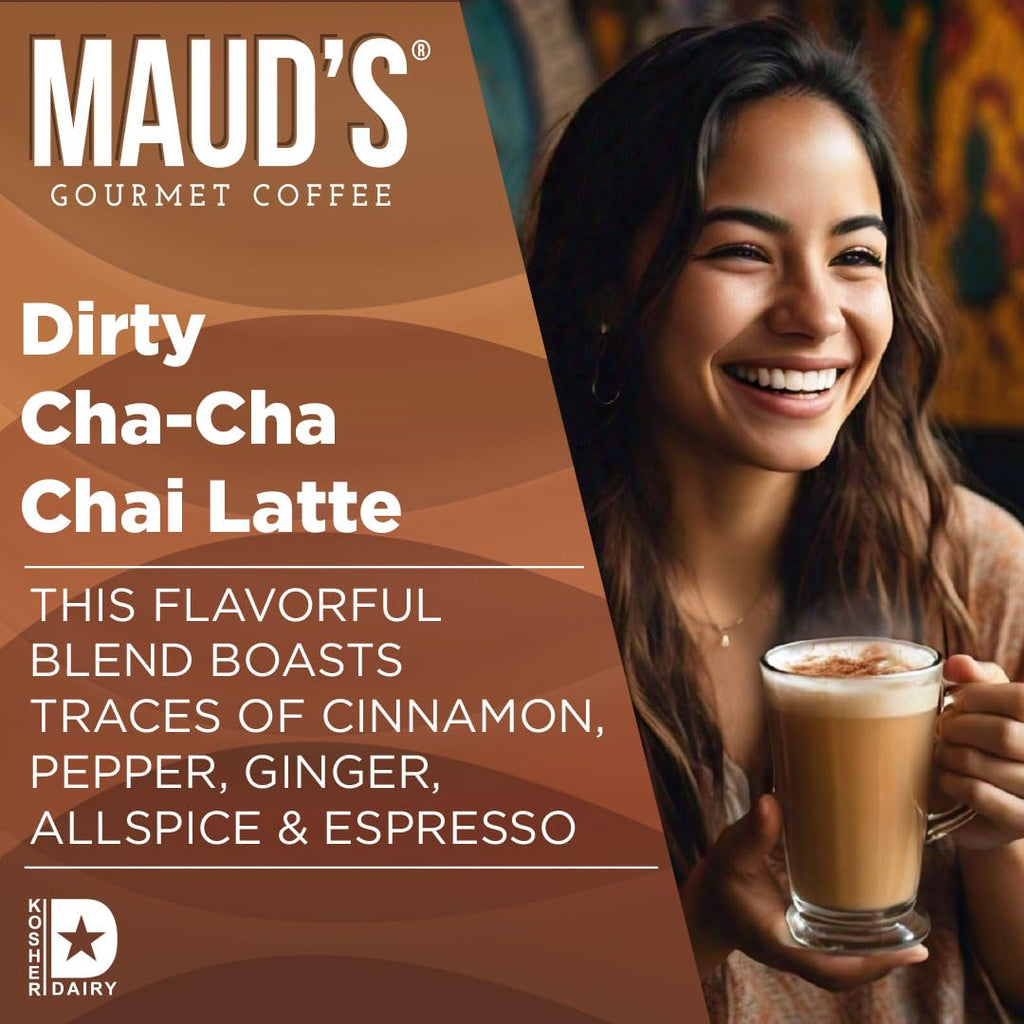 Maud's Chai Tea Latte Pods, 18 ct, Single Serve Tea Pods - 100% Gourmet Blended Tea Leaves, Compatible with Keurig K Cups Maker