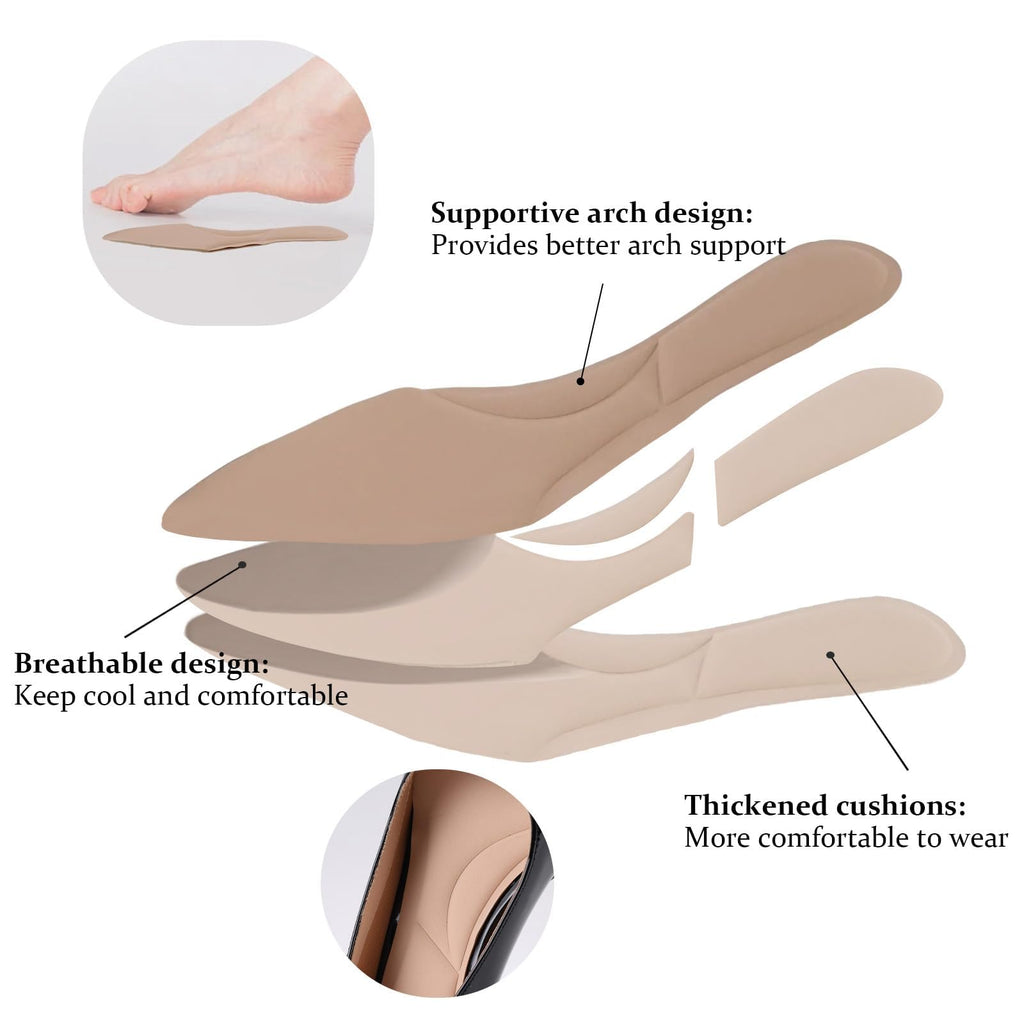 LingxiaUne Dress Shoes for Women, Comfortable Dressy Flats, Womens Chunky Heel Pumps with Arch Support and Pointed Toe