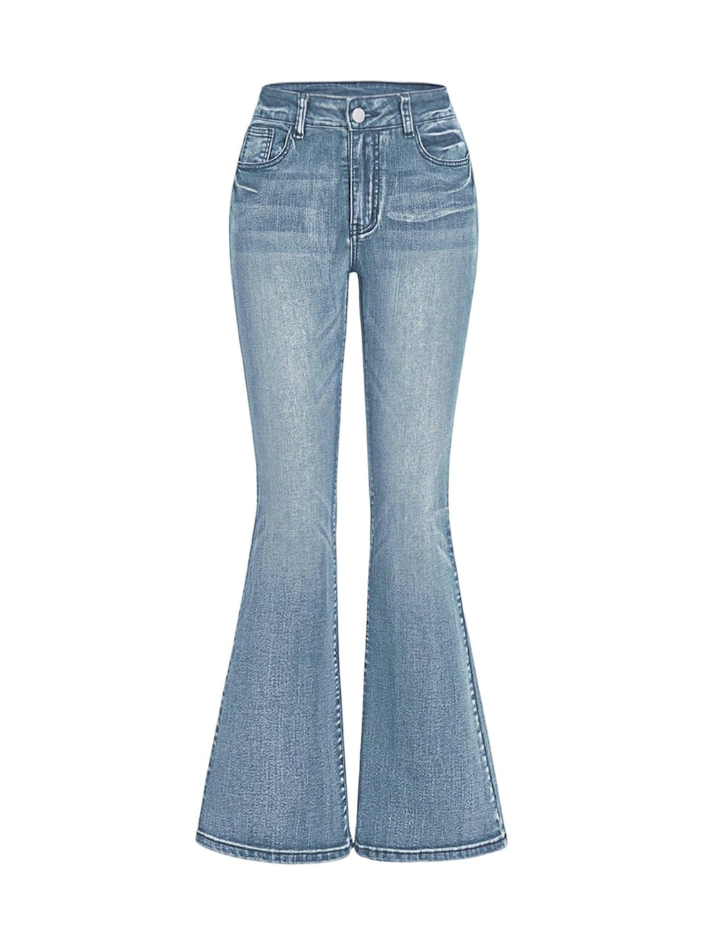 MakeMeChic Women's Bell Bottom Jeans Stretchy Flared Jeans Embroidered Y2K High Waist Denim Pants
