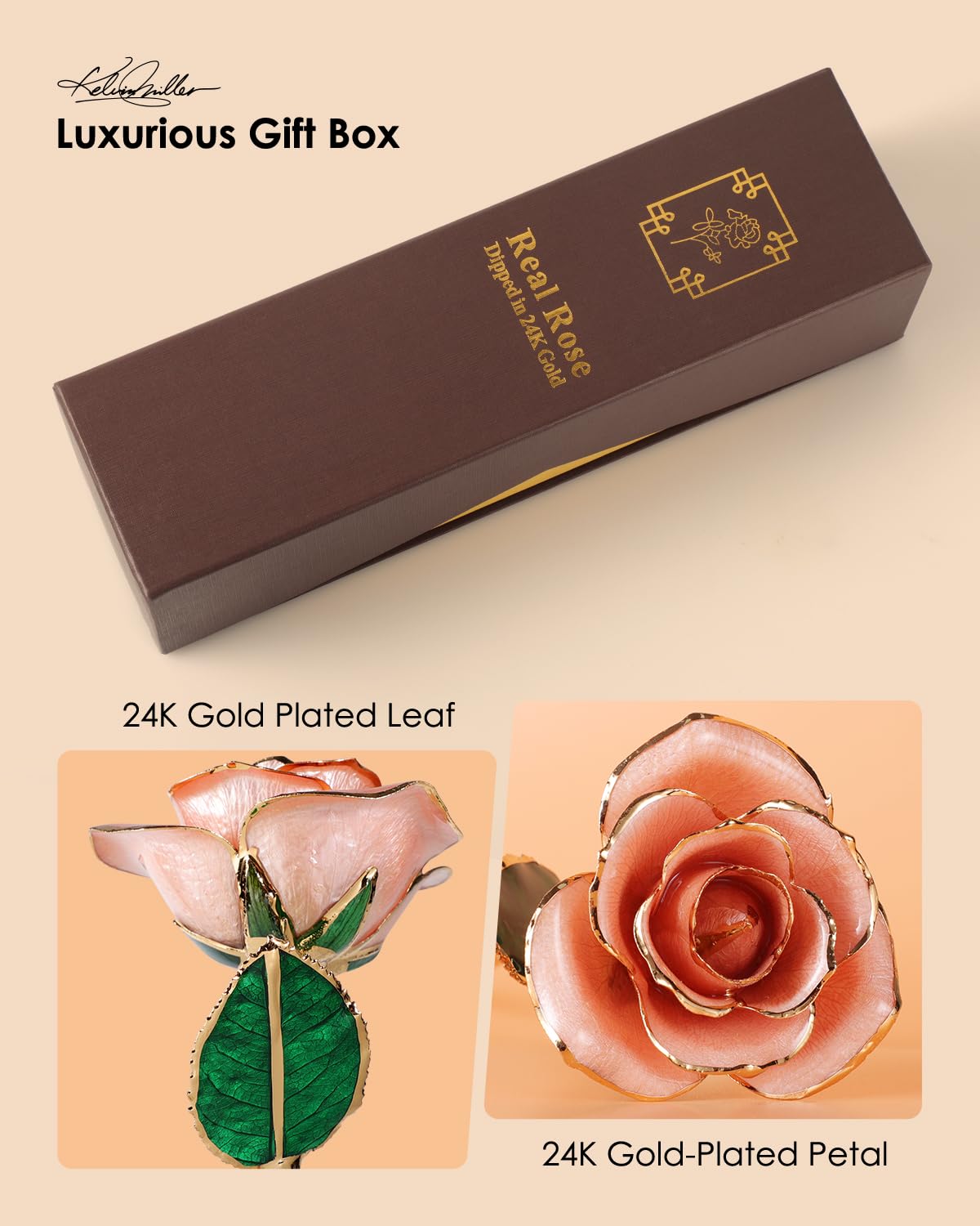 24K Gold Dipped Real Rose – Handcrafted, Bold, One of a Kind – Romantic Gift for Her – Ideal for Birthday, Anniversary, Mother’s Day, Valentine’s (Black)