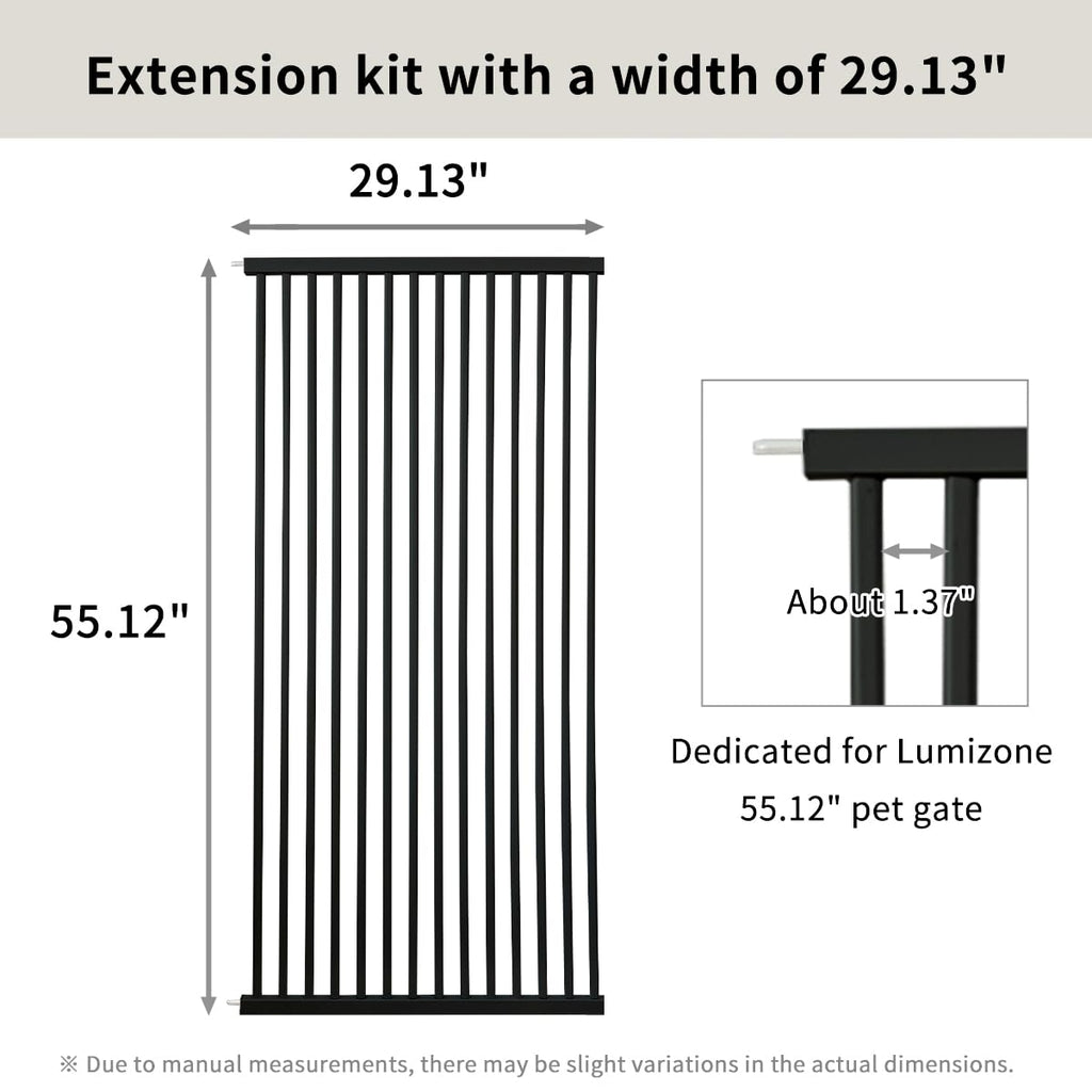 Lumizone Extra Tall Cat Gate Extension Kit 55.12" High 4.13" Wide Black | Tall Pet Gate Dog Gate for Doorway Hallway Stairs Pressure Mounted Extra Wide 1.37" Gap No Drilling