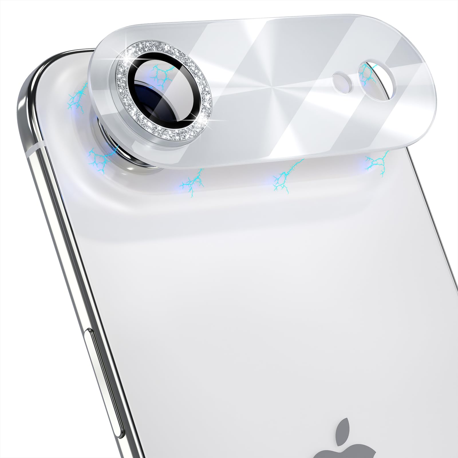 Choiche Compatible for iPhone 16 Pro/iPhone 16 Pro Max Camera Lens Protector, Bling Camera Cover with 9H Tempered Glass Lens Screen Protector Metal Ring Decoration Accessories(Black)