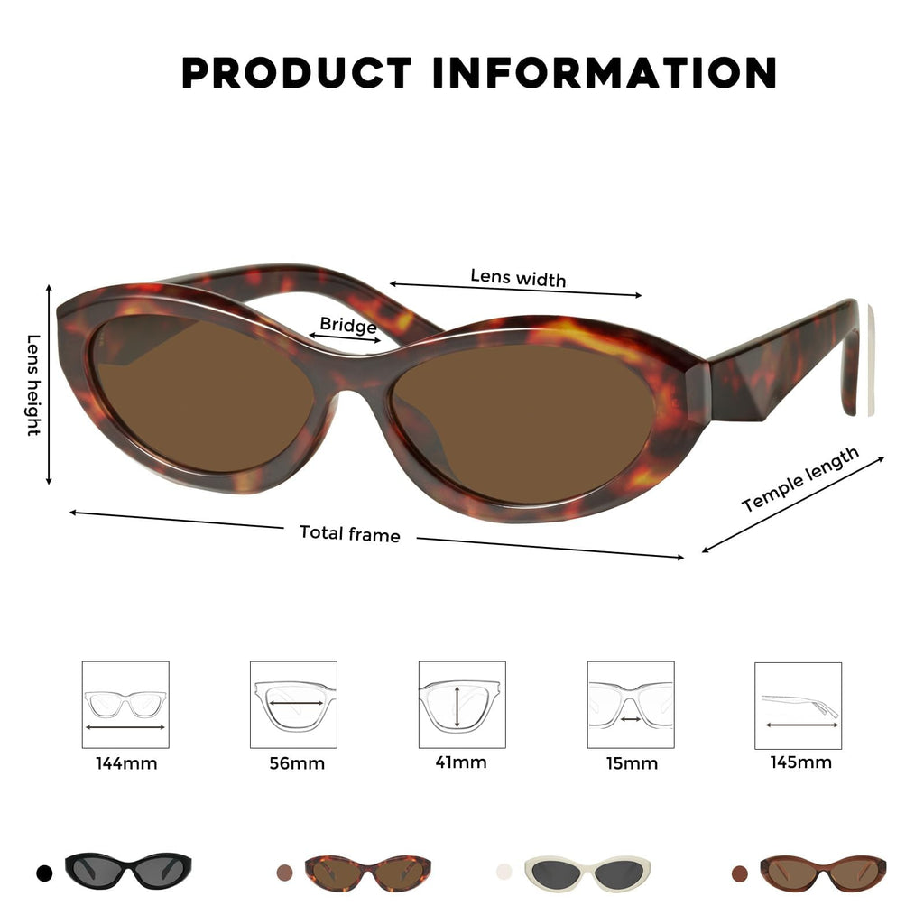 mosanana Oval Cat Eye Sunglasses for Women Retro Y2K Style MS52372
