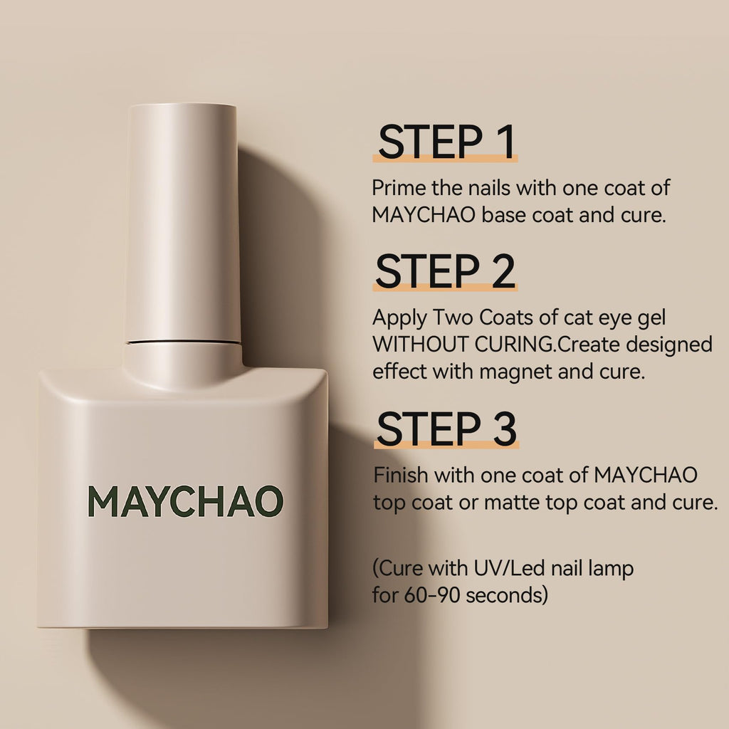 MAYCHAO 15ML Golden Amethyst Cat Eye Gel Nail Polish 1Pc Velvet Mirage Cat Eye Gel Polish Soak off Holographic Magnetic Nail Polish for Nail Art Manicure Salon DIY at Home, 0.5 OZ