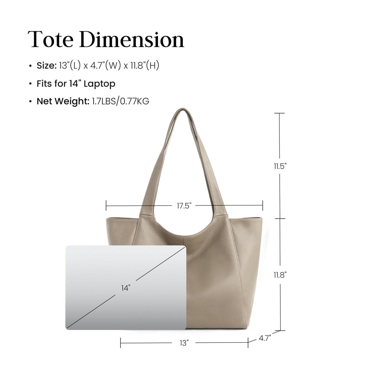 befen Soft Genuine Leather Tote Bag for Women Work with Zipper Slouchy Bags