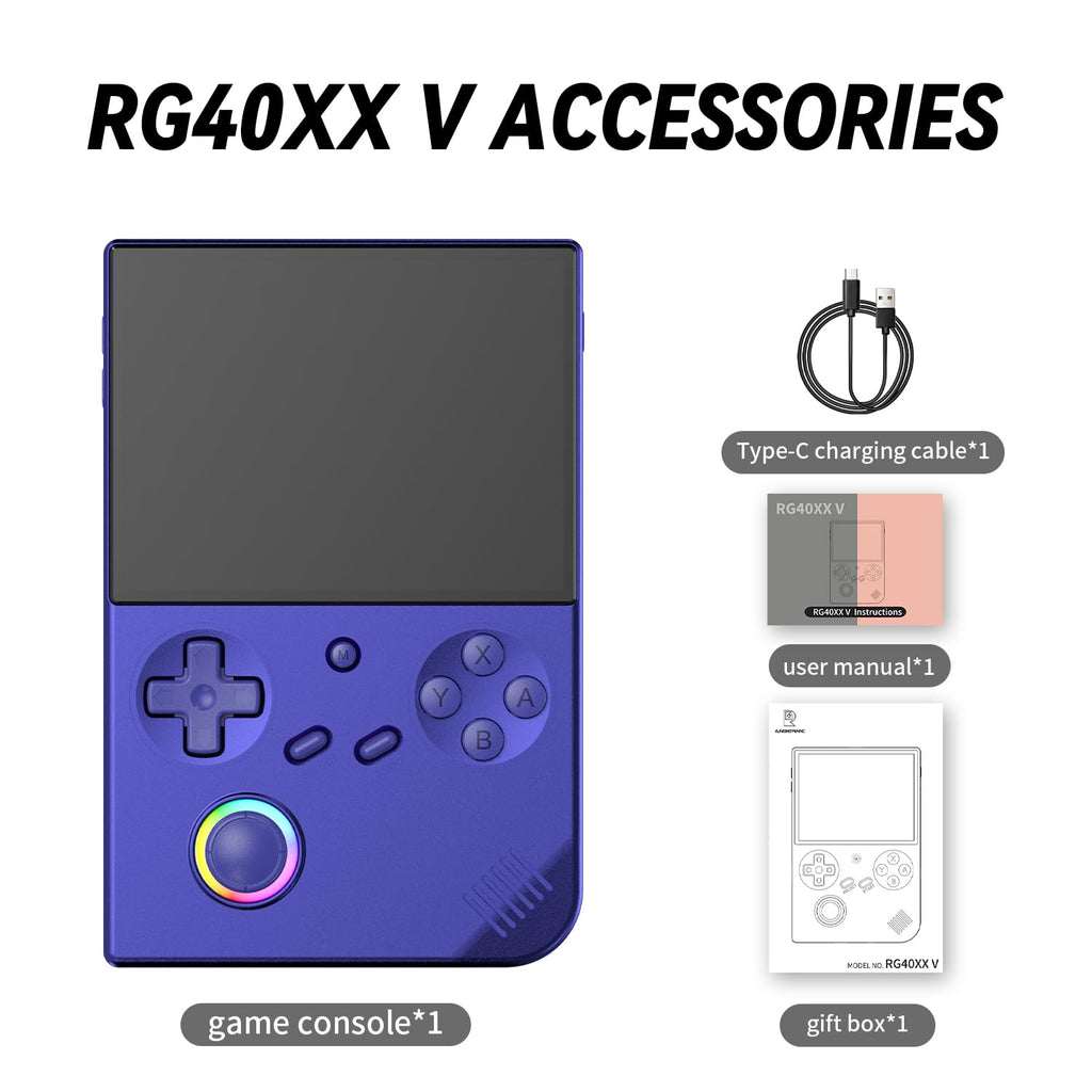 Anbenric RG40XX V Retro Handheld Game Console, 4.0 Inch IPS, Linux OS, 64GB Preloaded Classic Games, H700 Quad-Core, WiFi Bluetooth, Ideal for Travel, Commute, Home & Outdoor Entertainment(Indigo)