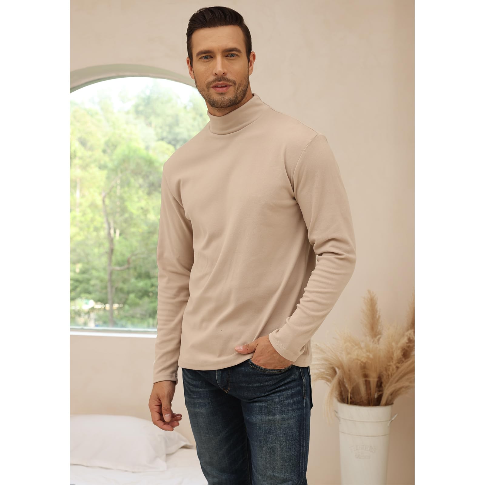 Rela Bota Mens Half Turtleneck Long Sleeve Pullover Basic Designed Undershirt Stretch Slim Fit Sweaters