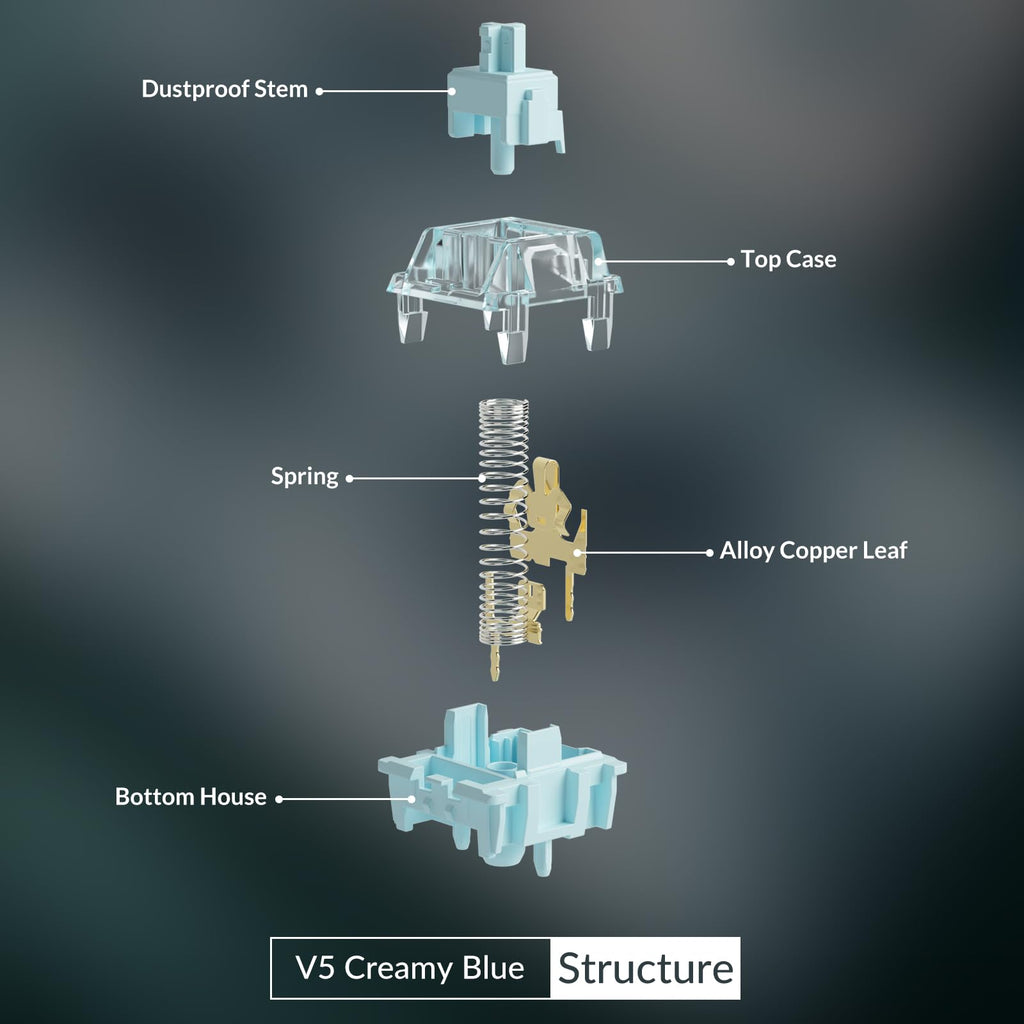 Akko V3 Creamy Blue Pro Keyboard Switch with Dustproof Stem for Mechanical Gaming Keyboard, 5-Pin 45gf Pre Lubed Tactile Key Switches (45pcs)