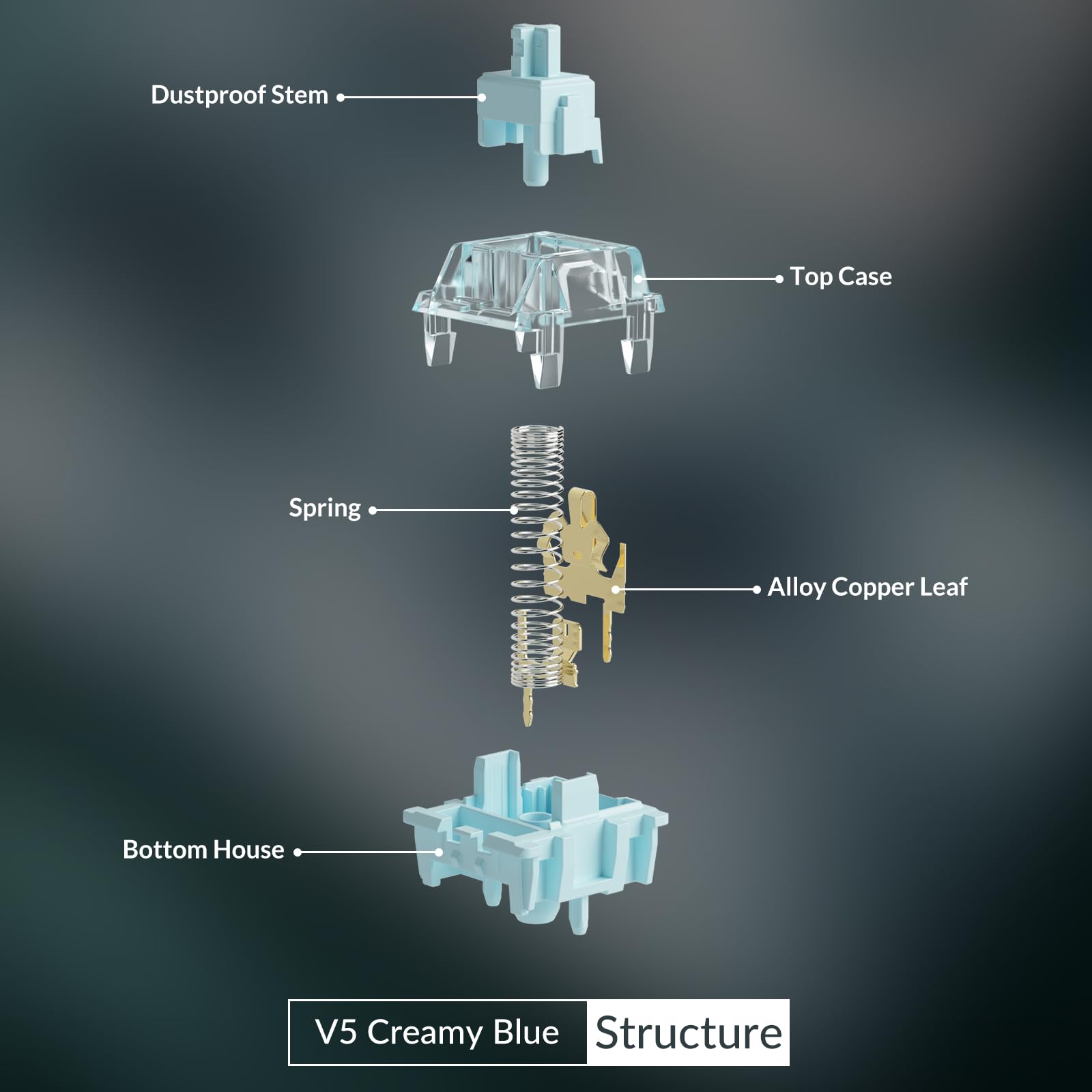 Akko V3 Creamy Blue Pro Keyboard Switch with Dustproof Stem for Mechanical Gaming Keyboard, 5-Pin 45gf Pre Lubed Tactile Key Switches (45pcs)