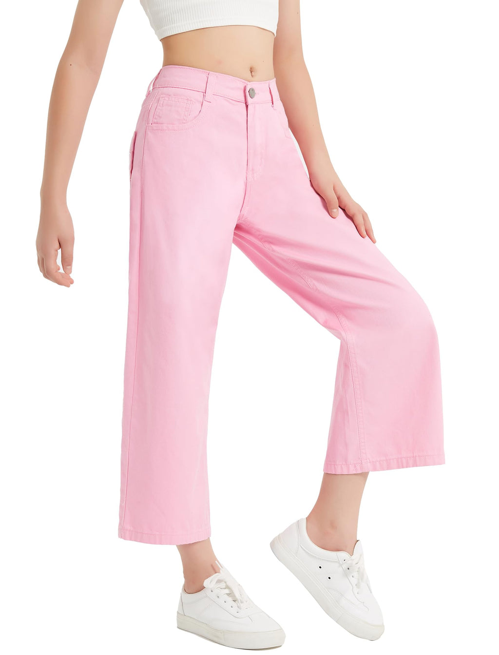 EXARUS Girls Jeans Baggy Wide Leg Cute Teen Tween Long Denim Pants Clothes Tall Junior Elastic Band Pockets