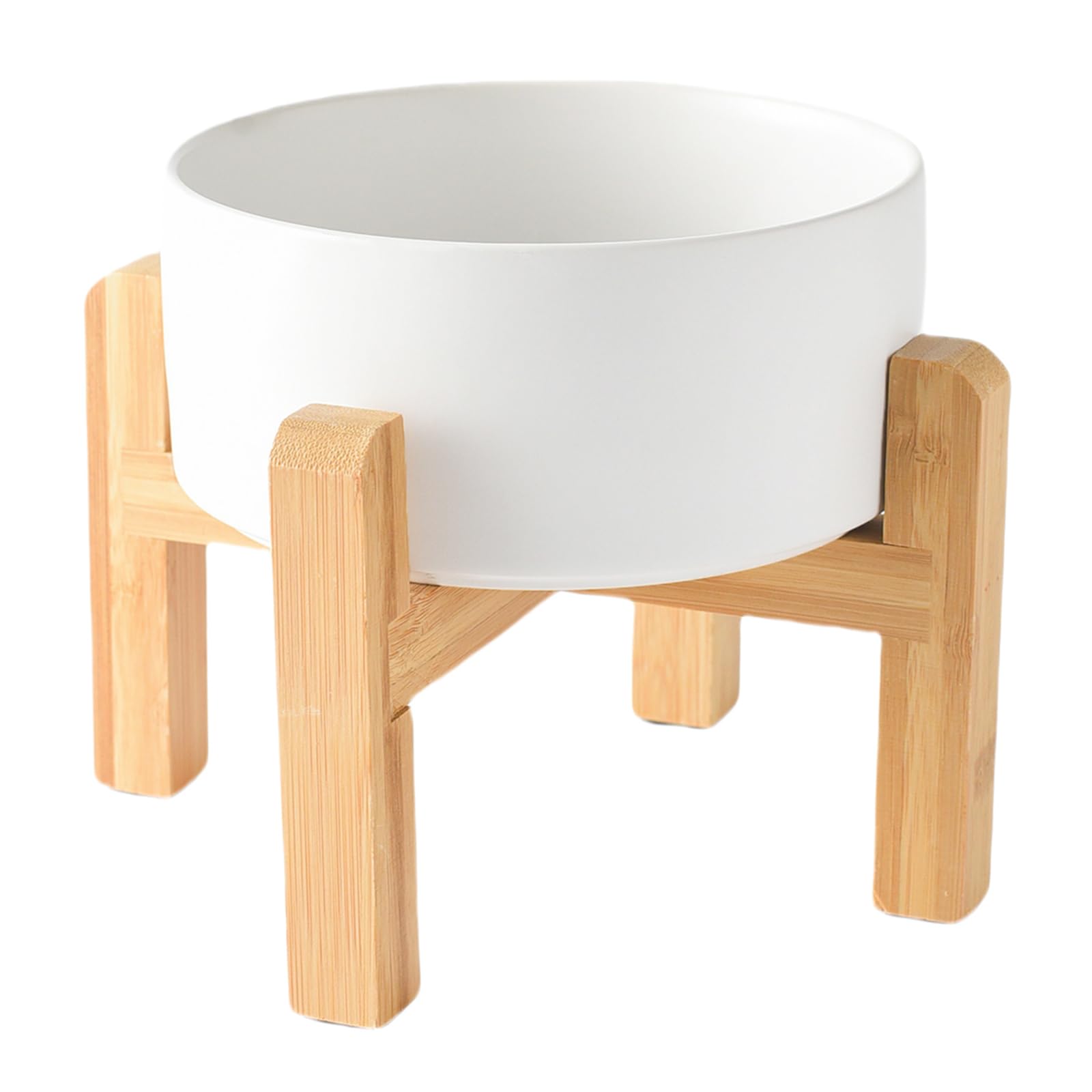 6'' Ceramic Raised Dog Bowl - 30Oz Dog Food & Water Bowl with Elevated Non-Slip Bamboo Stand, Dishwasher & Microwave Safe, Anti Vomiting Heavy Duty Pet Bowl for Small and Medium Dogs, Black