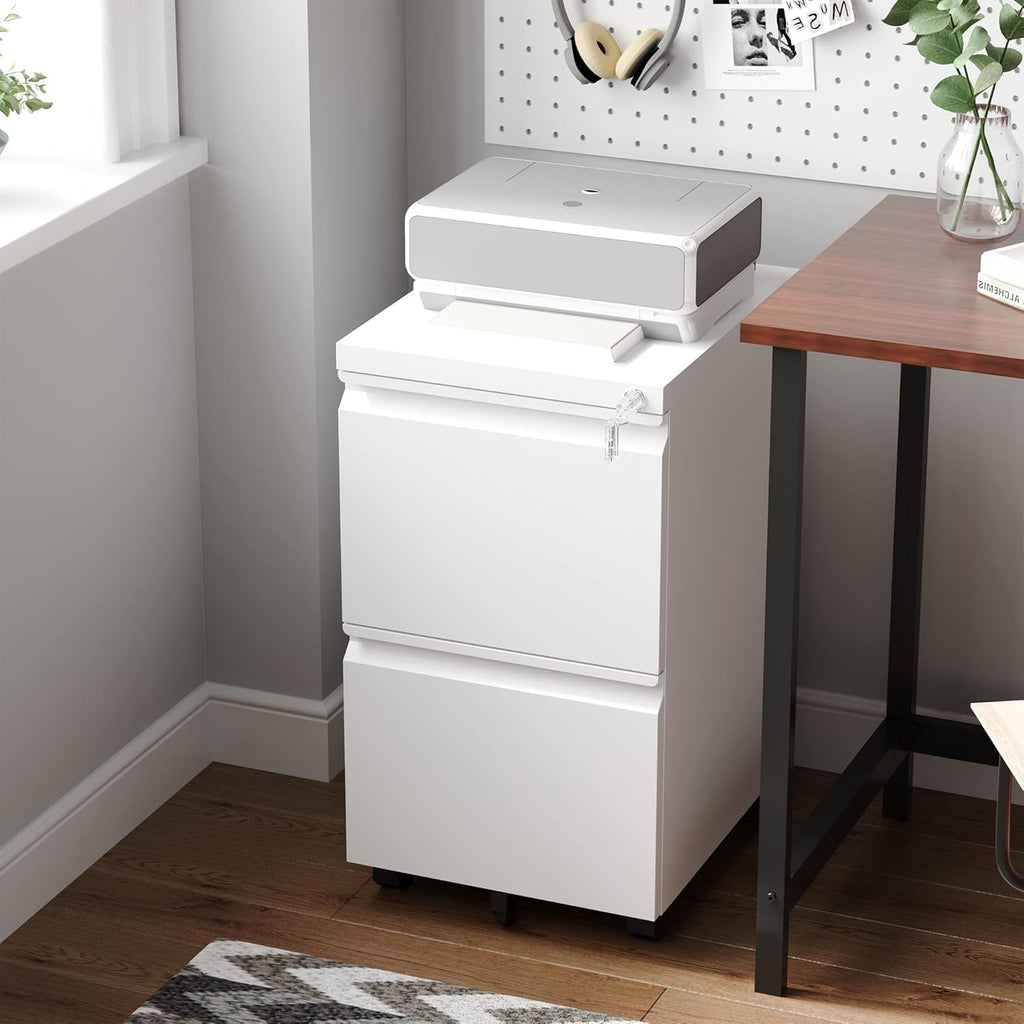 Letaya 3 Drawer Mobile File Cabinet with Lock,Under Desk Metal Small Filing Cabinets for Home Office Organizer Letters/Legal/A4(Fully Assembled Except Wheels-Black)