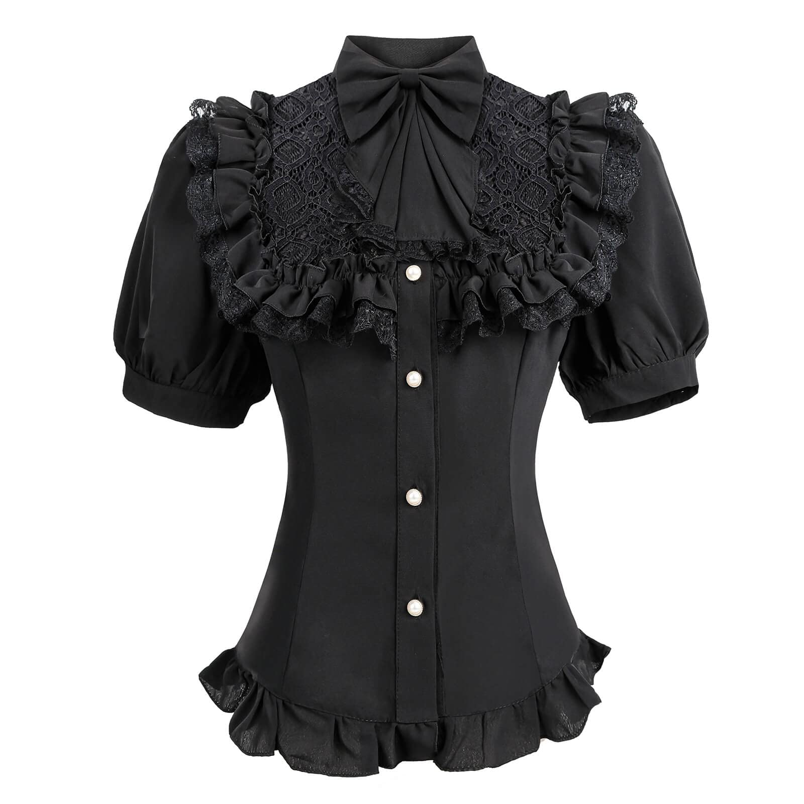 Nuoqi Victorian Blouse Womens Gothic Shirt Vintage Long Sleeve Lotus Ruffle Tops