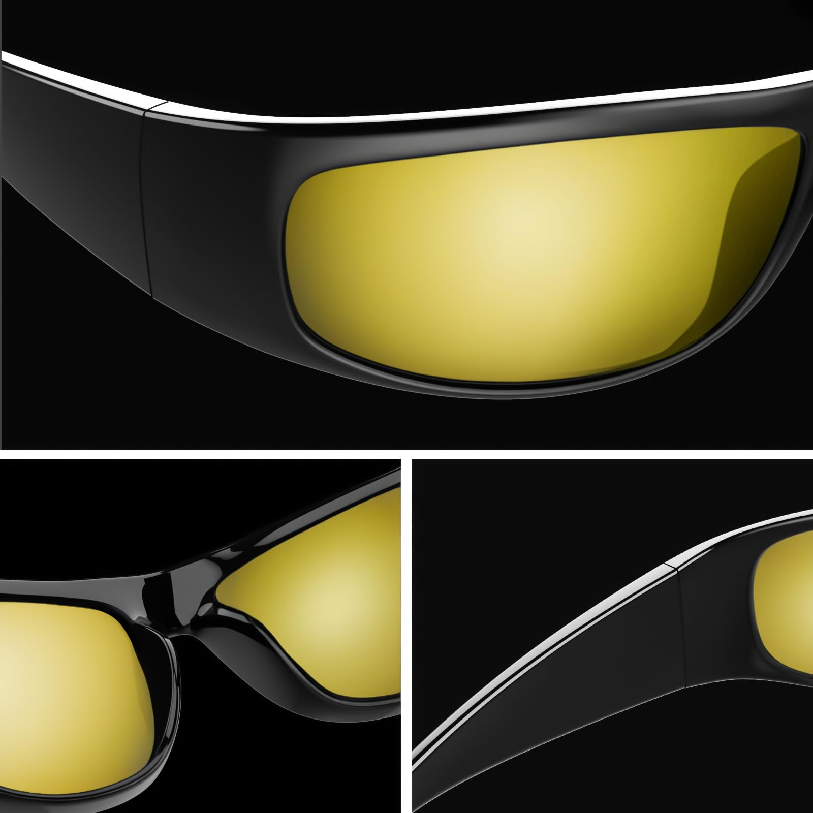 WISTON Wrap Around Sunglasses for Men Women Super Dark Blackout Sunglasses for Sensitive Eyes UV400 Protection W8005
