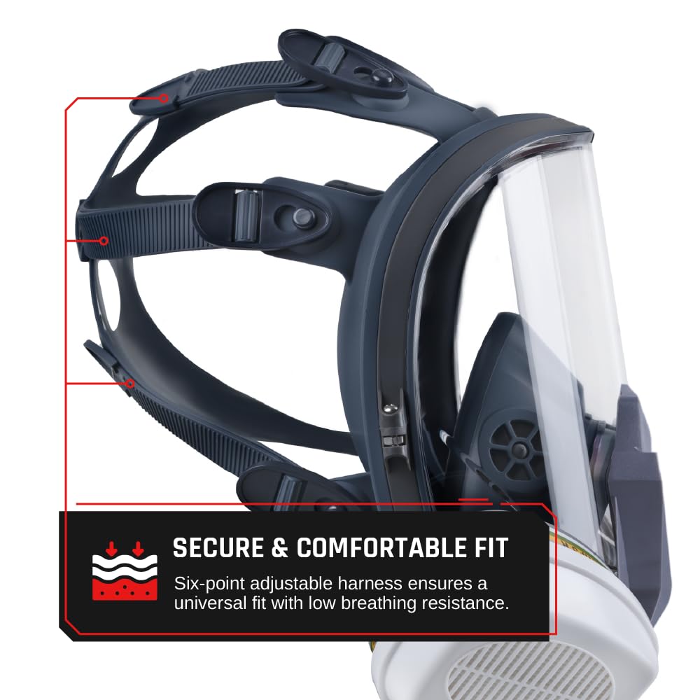 Parcil Distribution Full Face Respirator Mask with Filters – Durable Full Face Respirator Mask, Bayonet Filter Compatible