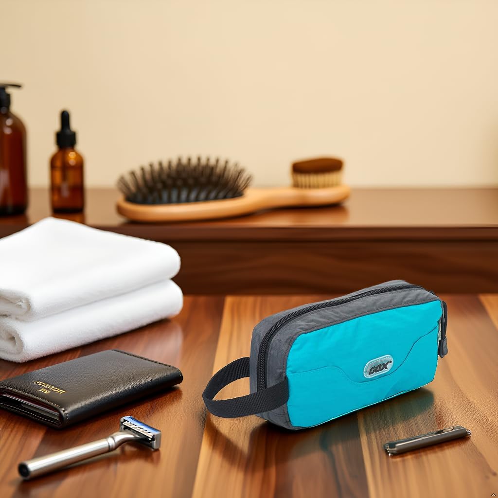 GOX Travel Small Toiletry Bag for Men Nylon Dopp Kit Medicine Bag Travel Organizer Pouch Shave Kits for Teens Toiletry Essentials Bathroom Compact (Black, 7.9 * 3.7 * 2 Inches)