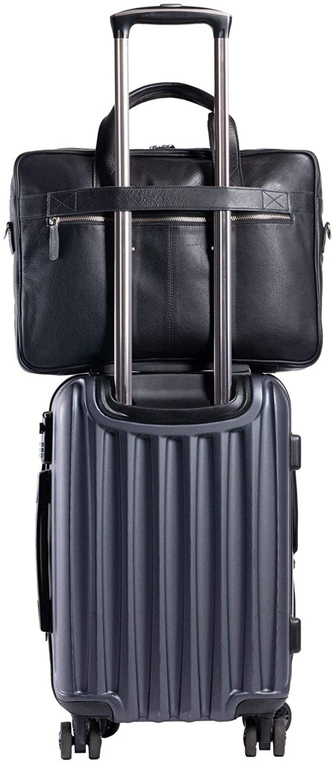 Leather briefcase 18 Inch Laptop Messenger Bags for Men and Women Best Office briefcase Satchel Bag (Black)