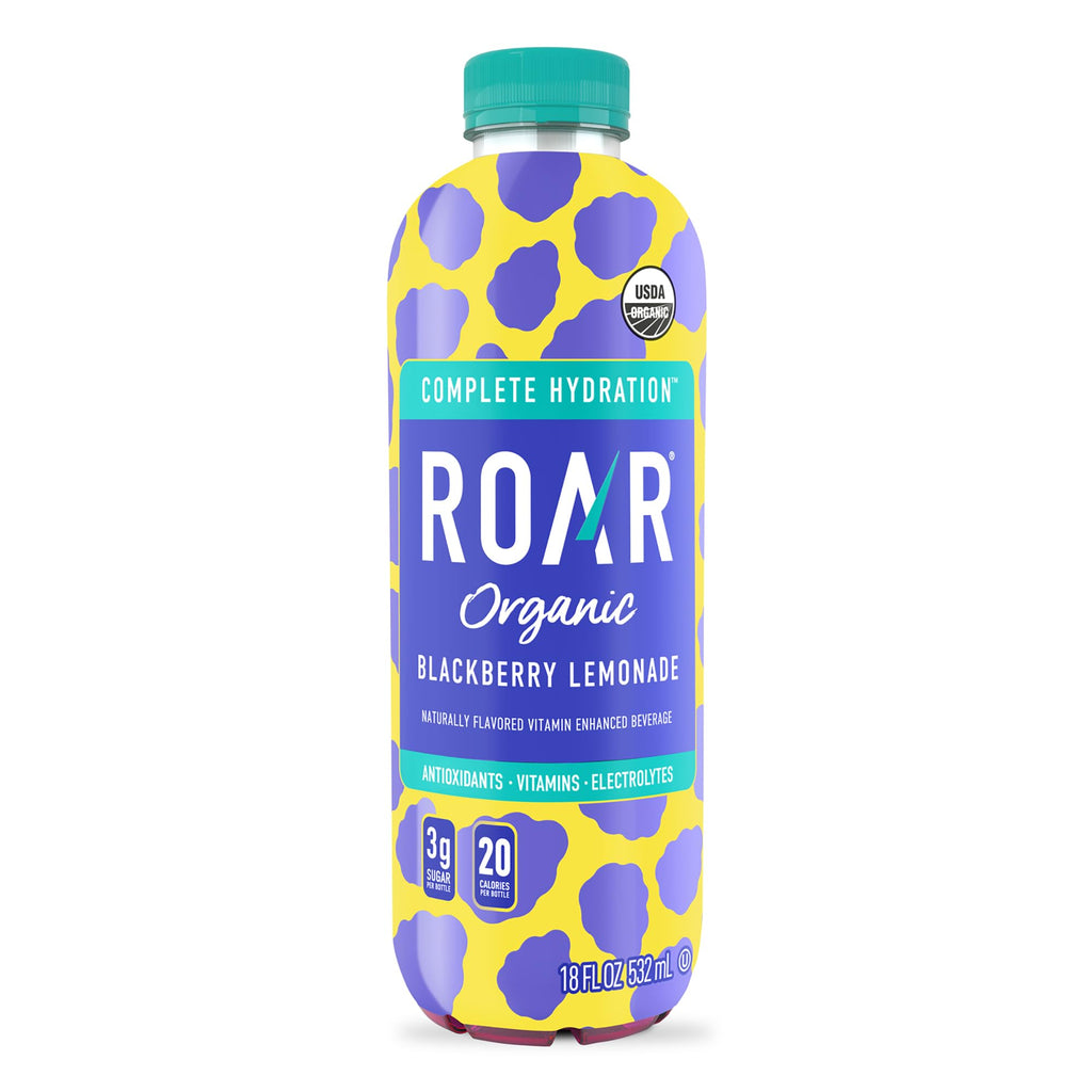 ROAR Complete Hydration Organic - Electrolyte Drinks Loaded with Vitamins C, B5, B12 - Non-GMO, Gluten-Free - Strawberry Lemonade - 12 pc