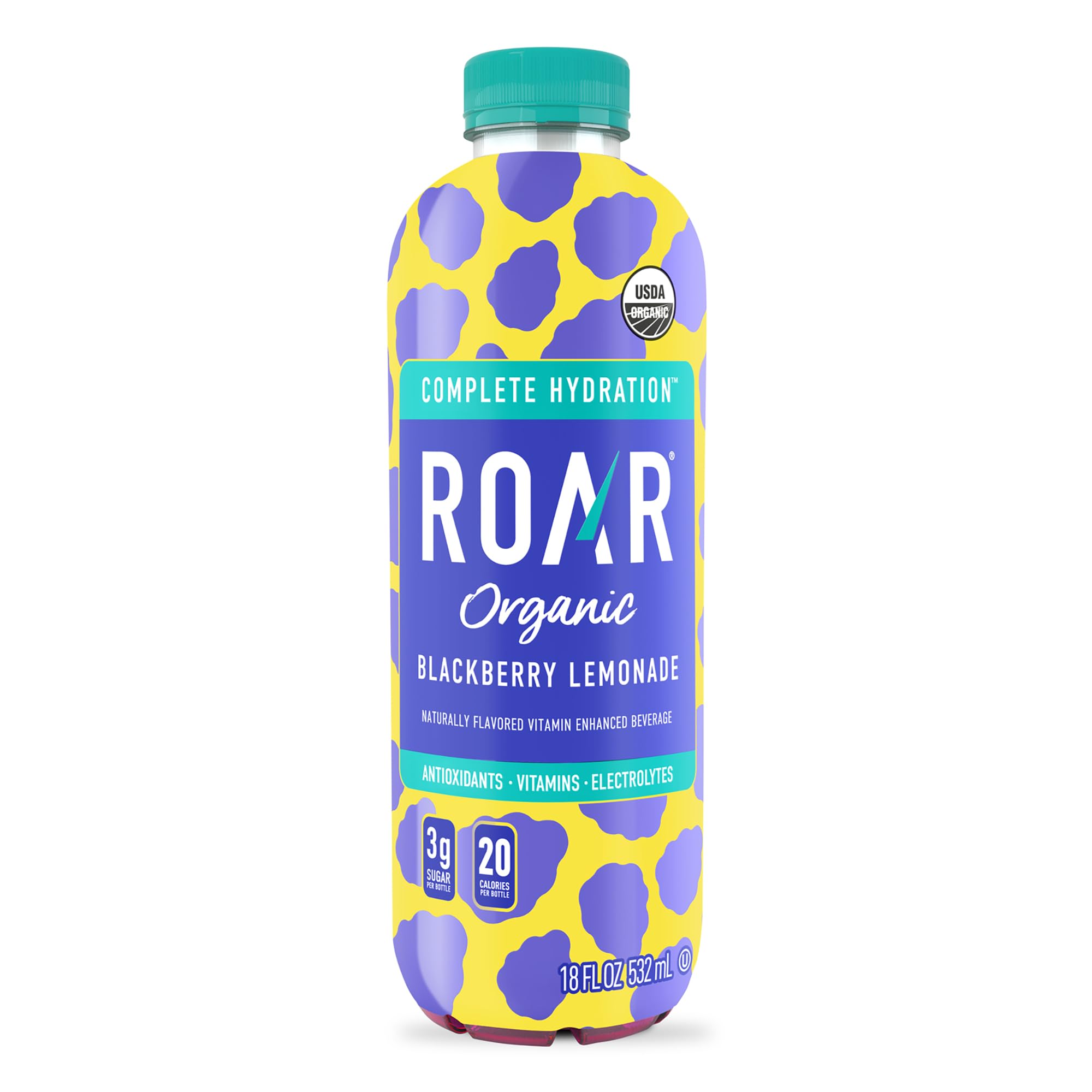 ROAR Complete Hydration Organic - Electrolyte Drinks Loaded with Vitamins C, B5, B12 - Non-GMO, Gluten-Free - Strawberry Lemonade - 12 pc