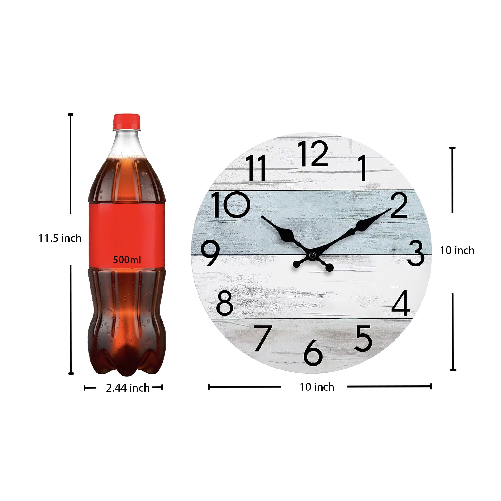 KECYET Wall Clock Silent Non-Ticking Wooden Clocks Battery Operated 8 Inch Small Country Retro Rustic and Beach Style Decorative for Kitchen, Home, Bathroom, Bedroom (Blue)