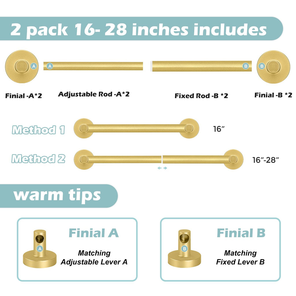Gold Magnetic Curtain Rod for Door:Magnet Curtain Rods for Classroom Whiteboard,Small Adjustable Magnetic Towel Bar,Tool-Free French Magnet Pole with Leather Protective Cover No Drilling 16-28"