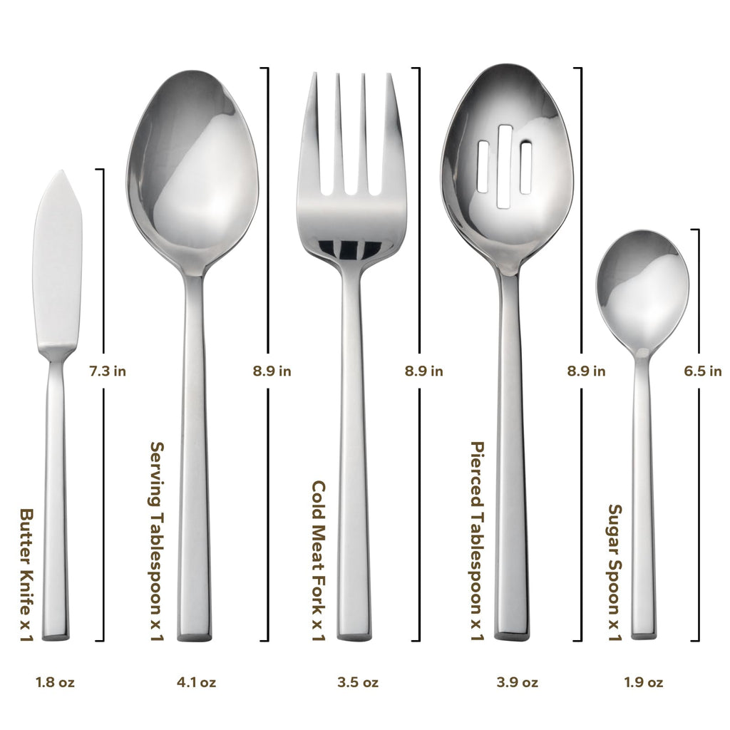 Alata Cube Black 20-Piece Forged Silverware Set Stainless Steel Flatware Set,Service for 4,Matte Satin Polished Cutlery Set,Dishwasher Safe