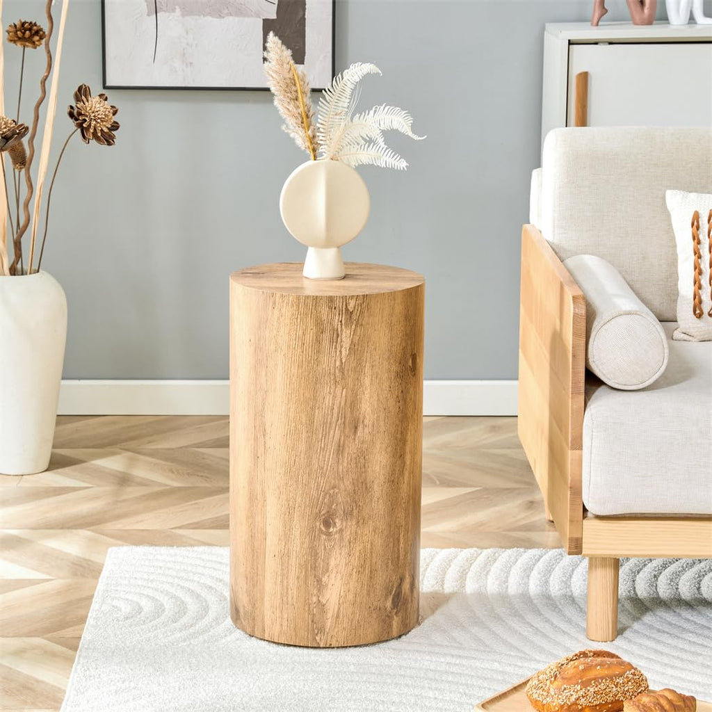 Round Coffee Table, 23.6" Modern Grey Faux Marble Drum Coffee Table, Round Accent Center Table for Living Room Apartment Small Spaces, No Assembly Required
