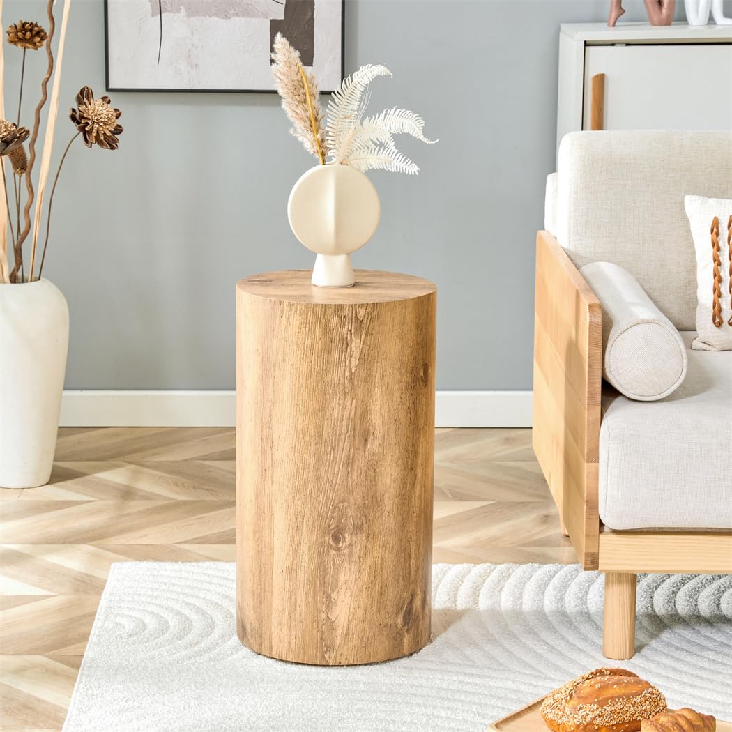 Round Coffee Table, 23.6" Modern Grey Faux Marble Drum Coffee Table, Round Accent Center Table for Living Room Apartment Small Spaces, No Assembly Required