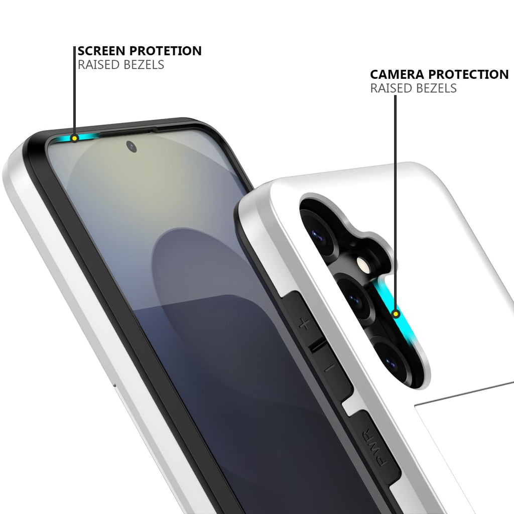 Nvollnoe for Samsung Galaxy S25 Case with Card Holder Dual Layer Heavy Duty Protective Case Hidden Card Slot Slim Wallet Cover for Samsung S25 6.2''(Black)