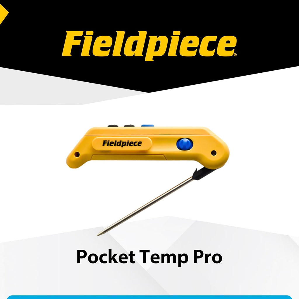 Fieldpiece SPK2 Pocket Thermometer – Folding Probe Digital Temperature Meter with Extended Reach - Backlit Display - Fast-Response Tip for HVAC/R