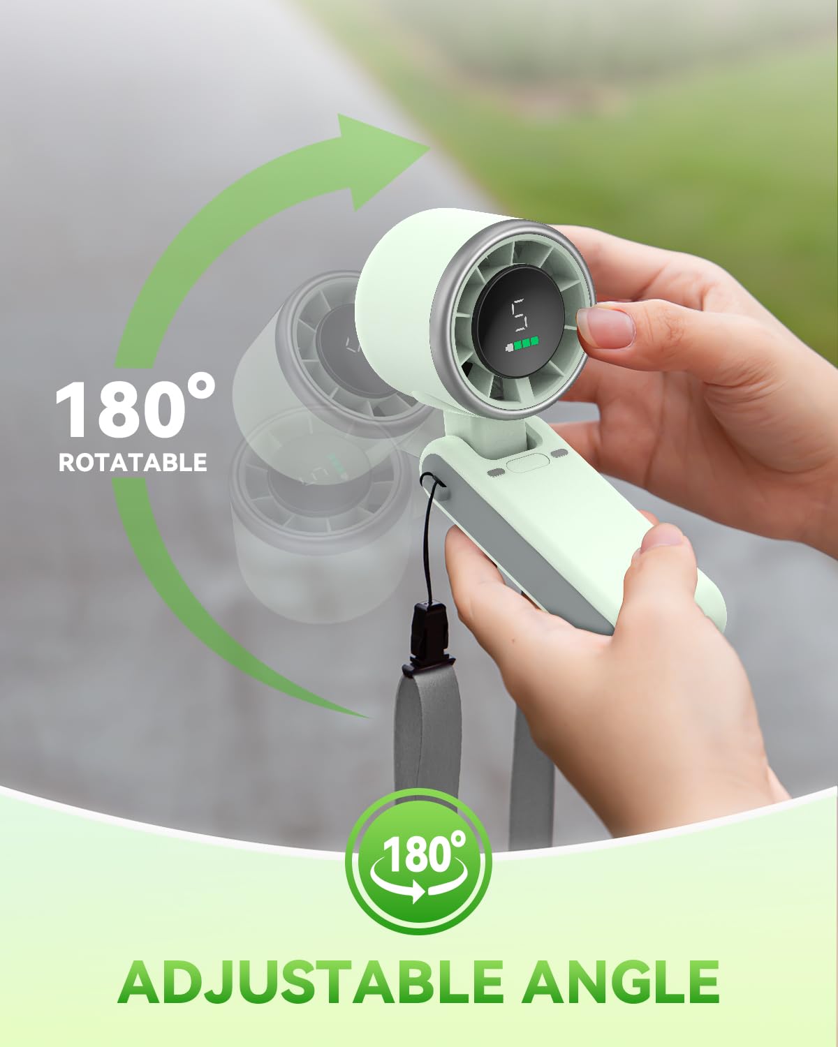 PlayHot Portable Handheld Turbo Fan, 5 Gear Wind, USB-C Rechargeable Fan, Up to 12 Working Hours, 3 IN 1 Hand Fans with Air Turbo Tech Cooling Fan for Outdoor Activities, Travel, Beach (Black)