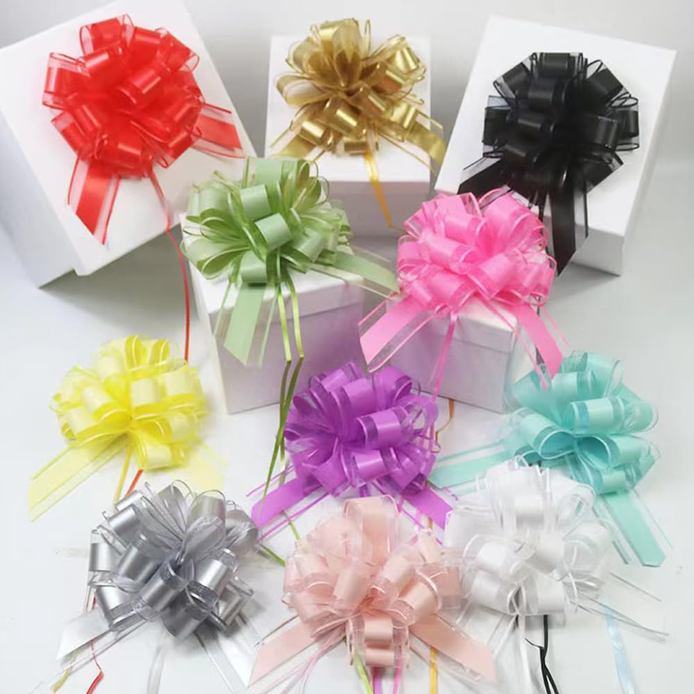6 PCS Large Pull Bows,Bow for Gift Wrapping,6 inches,Christmas Party Birthday Gift Wedding Ribbon Bows for Wrapping Boxes or Flower Decorations, Valentine's Day Gift Decorations