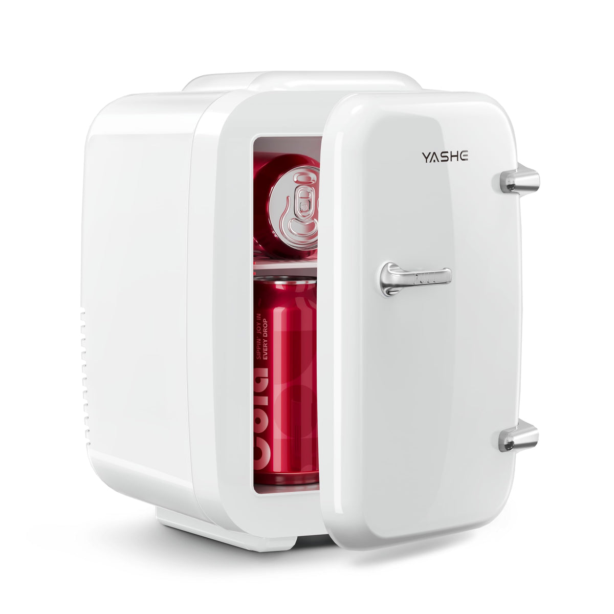 YASHE Mini Fridge, 4 Liter/6 Can Mini Makeup Fridge, 110V AC/ 12V DC Portable Thermoelectric Cooler&Warmer for Skincare, Drink, Cosmetic, Medicine, Small fridge for Bedroom, Office, Dorm, Car, Black