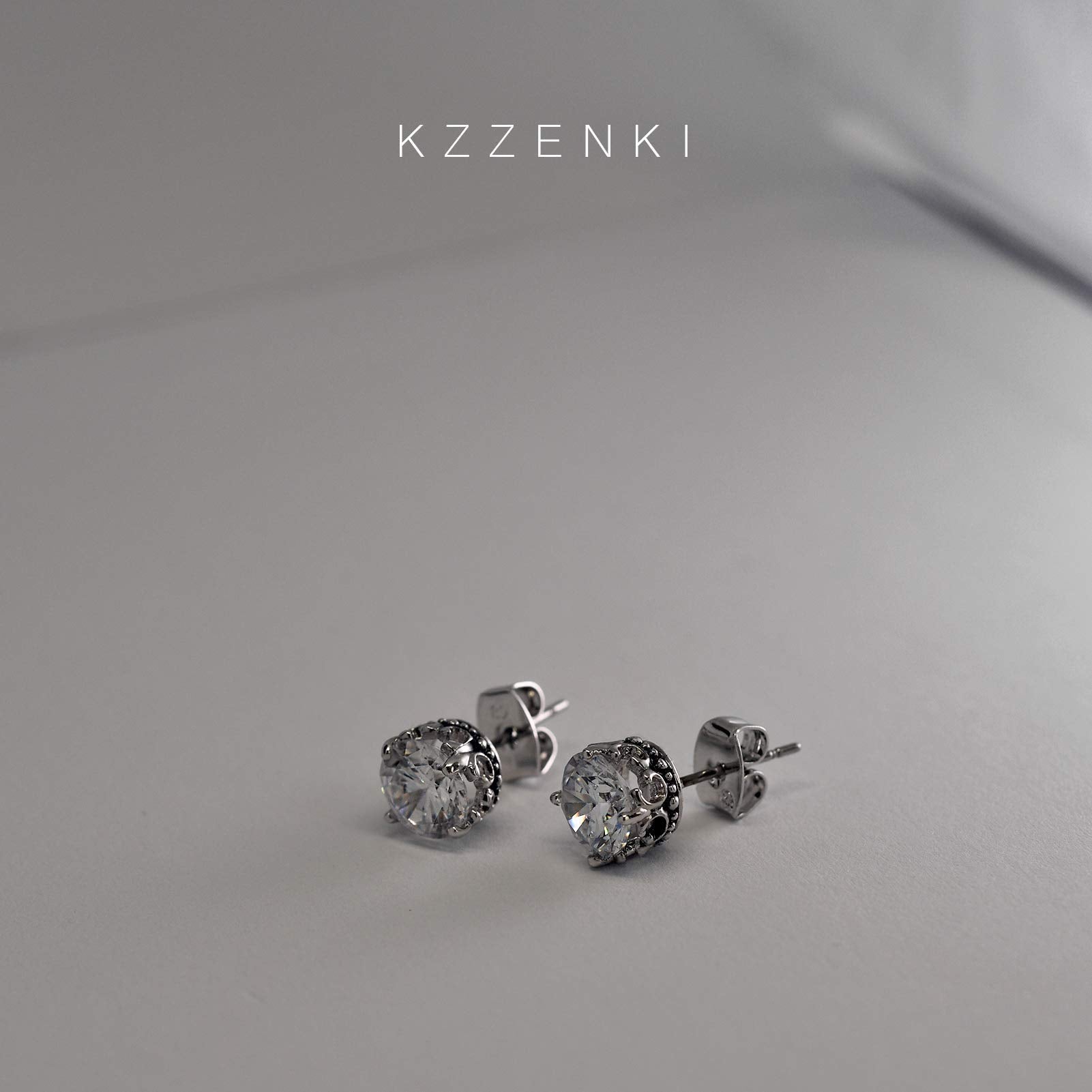 Retro Dark Shadow Stud Earrings, Hypoallergenic Stainless Steel Cubic Zirconia Earrings