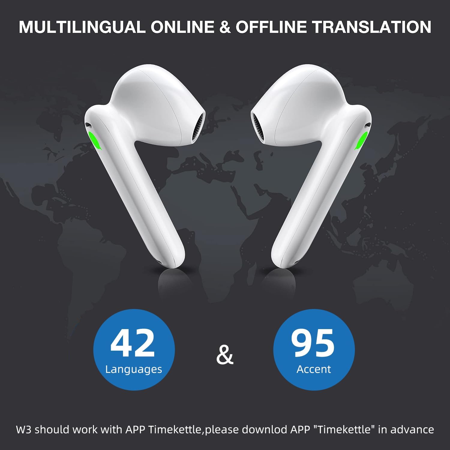 Timekettle WT2 Edge W3 Translator Device,Bidirection Simultaneous Translation, Translator Earbuds with 40 Languages, Real time Translator,Fast Reaction with Revolutionary Al Tech, Online Version