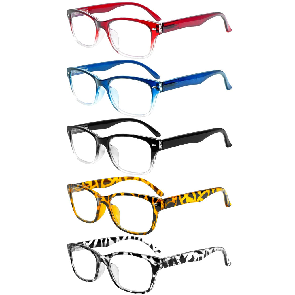 SIGVAN Reading Glasses 5 Packs Blue Light Blocking Eyeglasses Quality Spring Hinge Colorful Computer Readers for Women Men