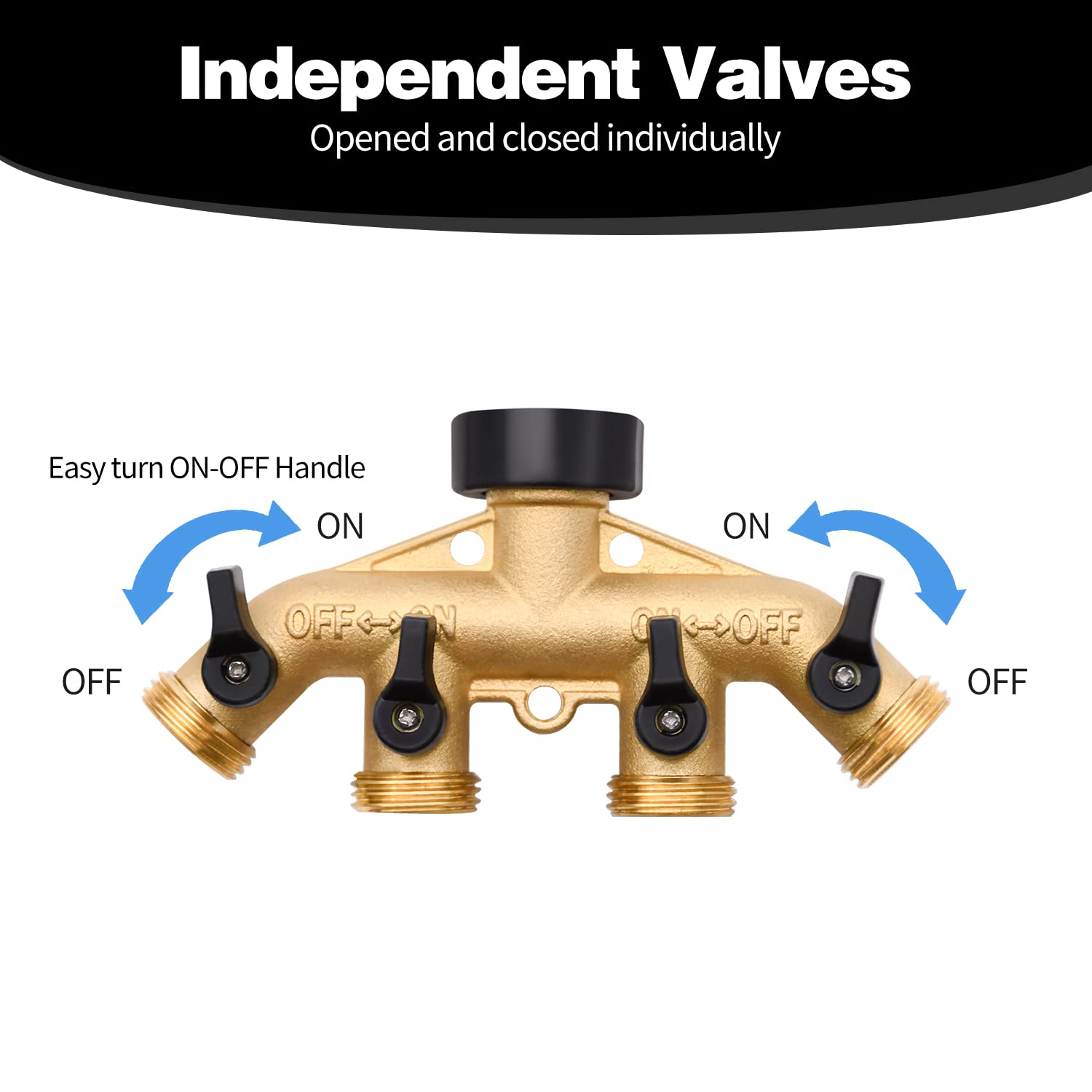 1/2/4 Pack 2 Way Hose Splitter, for 3/4" Hose Connector, with Rubber Washers & Tapes