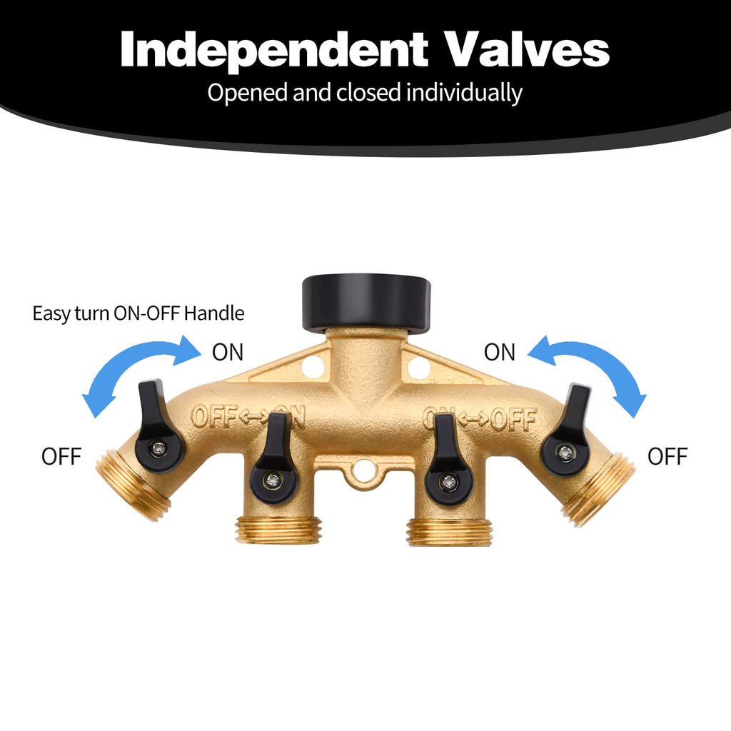 1/2/4 Pack 2 Way Hose Splitter, for 3/4" Hose Connector, with Rubber Washers & Tapes