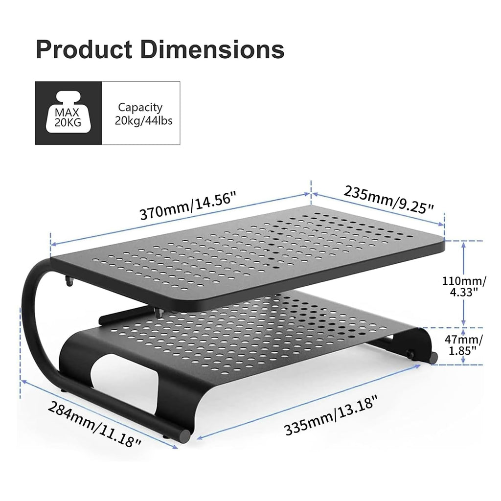 suptek Clamp-on 32 Inch Dual Monitor Desk Mount Riser Shelf Computer Stands for 2 Monitor,Laptop,Printer, Notebook,32.2” x 7.8” x 5.7”