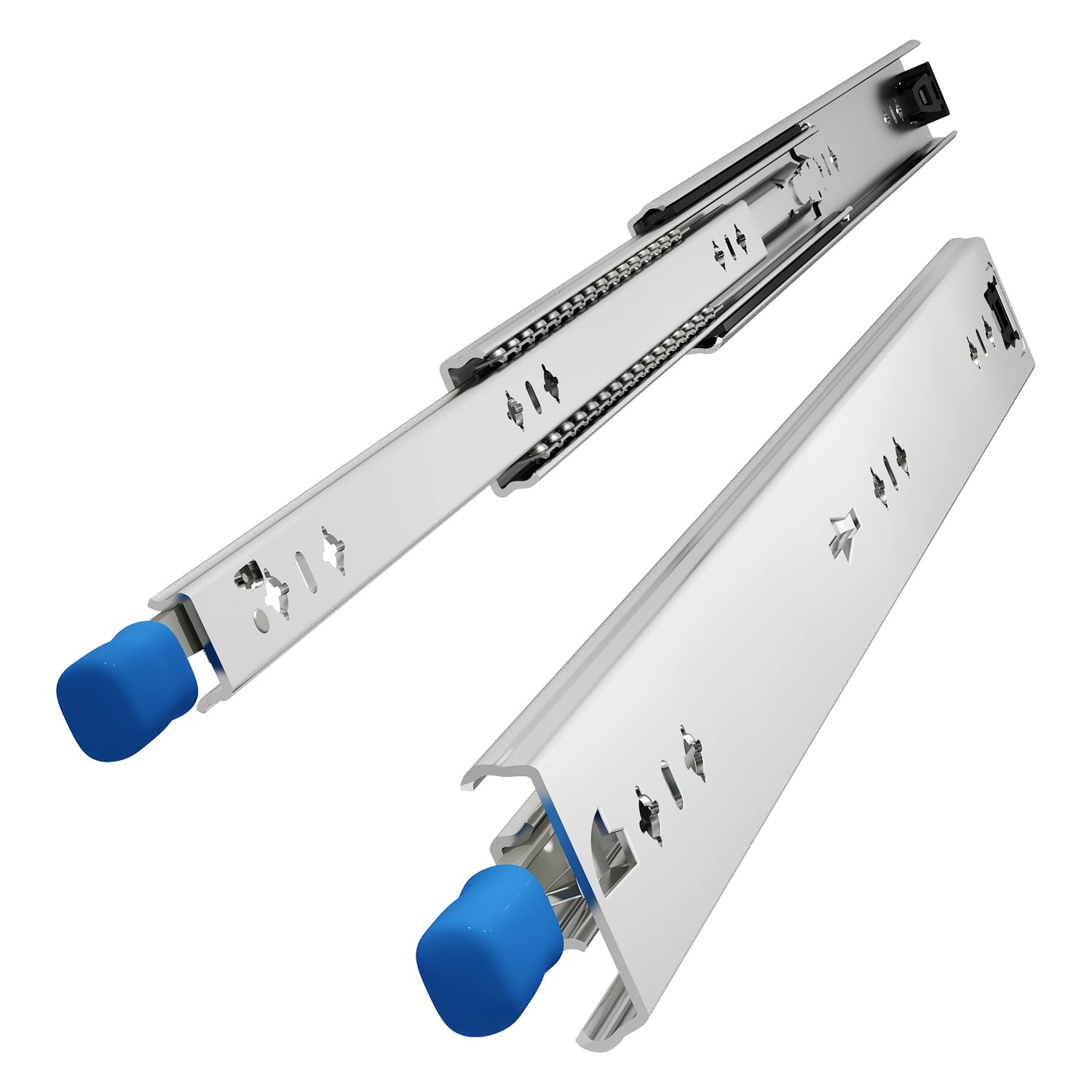 VADANIA 12" Heavy Duty Drawer Slide with Lock #D51, 150lb Load Capacity, 3-Fold Full Extension, Ball Bearing Lock-in & Lock-Out, Side Mount, 1-Pair