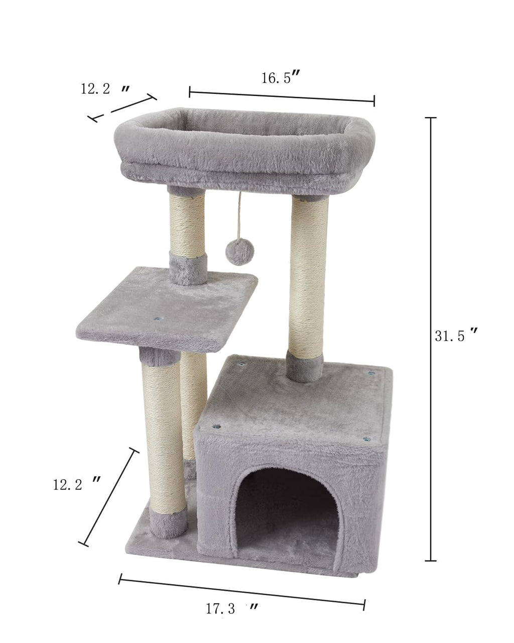 FISH&NAP Cute Cat Tree Kitten Cat Tower for Indoor Cat Condo Sisal Scratching Posts with Jump Platform Cat Furniture Activity Center Play House Beige